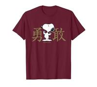Kanji intrépido de Peanuts Snoopy Camiseta, Hombre, Granate, M