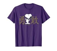 Kanji intrépido de Peanuts Snoopy Camiseta, Hombre, Morado, XL