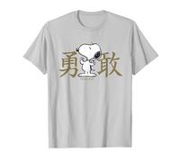 Kanji intrépido de Peanuts Snoopy Camiseta, Hombre, Plata, M