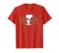 Kanji intrépido de Peanuts Snoopy Camiseta, Hombre, Rojo, M