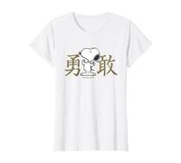 Kanji intrépido de Peanuts Snoopy Camiseta, Mujer, Blanco, XXL