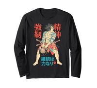 Kanji japonés con Pesas Rusas Samurai Warrior Gym Manga Larga