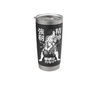 Kanji japonés con pesas rusas Samurai Warrior Gym Vaso térmico de acero inoxidable de doble pared