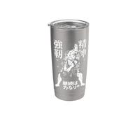 Kanji japonés con pesas rusas Samurai Warrior Gym Vaso térmico de acero inoxidable de doble pared