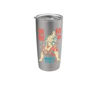 Kanji japonés con pesas rusas Samurai Warrior Gym Vaso térmico de acero inoxidable de doble pared