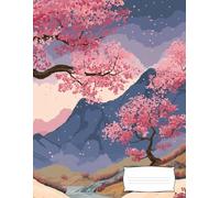 Kanji Practice Notebook, Genkouyoushi Practice Notebook for Japanese Writing, Blank Japanese Writing Practice Book with Large Squares for Beginners, ... Cherry Blossom Cover, 8.5 x 11, 120 pages