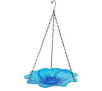 KANLVU Comedero Pajaros para Exteriores Creativo Flores Diseño Colgante para Jardín Material De Vidrio Fácil De Limpiar Atrae A Los Pájaros como Jilgueros Cardenales Y Gorriones(10-Inch)