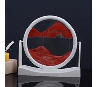 KANLVU Terapéutico Pintura De Arena Arte De Arena En Movimiento Movimiento Líquido Escritorio 3D Fluido Cascada Cuadro De Arena Giro De 360° Redondo Movimiento Relajante(Red,White Frame)