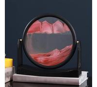 KANLVU Terapéutico Pintura De Arena Arte De Arena En Movimiento Movimiento Líquido Escritorio 3D Fluido Cascada Cuadro De Arena Giro De 360° Redondo Movimiento Relajante(Red,Black Frame)