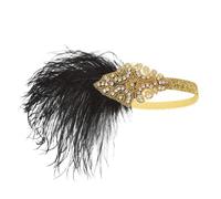 KANLVU Tocado Art Déco De Flapper con Cristales Y Plumas Diadema Vintage para Eventos De Los Locos Años Veinte, Baile Charlestón Tocado De Plumas Accesorios De Corista(5)