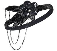 KANLVU Tocado Art Déco De Flapper con Cristales Y Plumas Diadema Vintage para Eventos De Los Locos Años Veinte, Baile Charlestón Tocado De Plumas Accesorios De Corista(8)