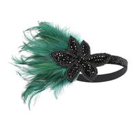 KANLVU Tocado Art Déco De Flapper con Cristales Y Plumas Diadema Vintage para Eventos De Los Locos Años Veinte, Baile Charlestón Tocado De Plumas Accesorios De Corista(10)