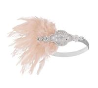 KANLVU Tocado Art Déco De Flapper con Cristales Y Plumas Diadema Vintage para Eventos De Los Locos Años Veinte, Baile Charlestón Tocado De Plumas Accesorios De Corista(13)