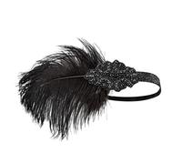 KANLVU Tocado Art Déco De Flapper con Cristales Y Plumas Diadema Vintage para Eventos De Los Locos Años Veinte, Baile Charlestón Tocado De Plumas Accesorios De Corista(4)