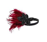 KANLVU Tocado Art Déco De Flapper con Cristales Y Plumas Diadema Vintage para Eventos De Los Locos Años Veinte, Baile Charlestón Tocado De Plumas Accesorios De Corista(11)