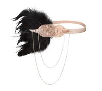 KANLVU Tocado Art Déco De Flapper con Cristales Y Plumas Diadema Vintage para Eventos De Los Locos Años Veinte, Baile Charlestón Tocado De Plumas Accesorios De Corista(9)