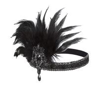 KANLVU Tocado Art Déco De Flapper con Cristales Y Plumas Diadema Vintage para Eventos De Los Locos Años Veinte, Baile Charlestón Tocado De Plumas Accesorios De Corista(1)