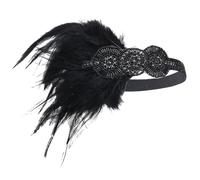 KANLVU Tocado Art Déco De Flapper con Cristales Y Plumas Diadema Vintage para Eventos De Los Locos Años Veinte, Baile Charlestón Tocado De Plumas Accesorios De Corista(2)