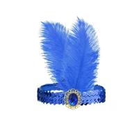 KANLVU Tocado Art Déco Flapper con Plumas De Avestruz Y Lentejuelas Tocado De Plumas para Eventos De Los Años 20, Tocado Decorativo Accesorios De Corista para Mujeres(Azul)