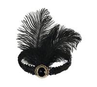 KANLVU Tocado Art Déco Flapper con Plumas De Avestruz Y Lentejuelas Tocado De Plumas para Eventos De Los Años 20, Tocado Decorativo Accesorios De Corista para Mujeres(Negro)