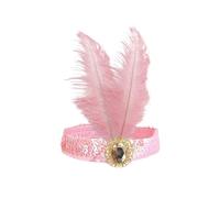 KANLVU Tocado Art Déco Flapper con Plumas De Avestruz Y Lentejuelas Tocado De Plumas para Eventos De Los Años 20, Tocado Decorativo Accesorios De Corista para Mujeres(Pink)