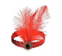 KANLVU Tocado Art Déco Flapper con Plumas De Avestruz Y Lentejuelas Tocado De Plumas para Eventos De Los Años 20, Tocado Decorativo Accesorios De Corista para Mujeres(Red)