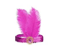 KANLVU Tocado Art Déco Flapper con Plumas De Avestruz Y Lentejuelas Tocado De Plumas para Eventos De Los Años 20, Tocado Decorativo Accesorios De Corista para Mujeres(Magenta)