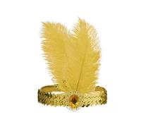 KANLVU Tocado Art Déco Flapper con Plumas De Avestruz Y Lentejuelas Tocado De Plumas para Eventos De Los Años 20, Tocado Decorativo Accesorios De Corista para Mujeres(Amarillo)