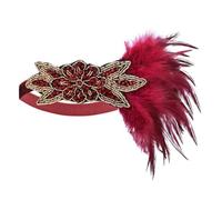 KANLVU Tocado De Plumas para Mujer Flapper De Los Años 20 Gatsby Tocado De Corista Diseño Ligero con Cinta Elástica Diadema De Plumas Flapper(Red)