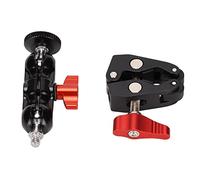 Kannlbaox Super Camera Clamp Mount with Double Ball Head, Rustproof Aluminum Alloy Adjustable Arm, Cold Shoe Adapter for DSLR Camera Light Flashlights, Multi Function Crab Claw Clamp with 1/