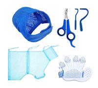 Kanoauo Bolsa De Baño para Gatos,Kit De Aseo para Mascotas De 5 Piezas con Bolsa De Red | Cuidado De Garras Transpirable con Quitagarrapatas Cortauñas Suministros De Baño Ajustables para Lavado Y