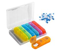 Kanoauo Pastillero Semanal Portátil para Medicamentos,Organizador De Pastillas 3 Veces Al Día | Estuche Hermético para Suplementos Mañana Noche Ancianos Hombres Niños Trabajo Coche Bolso