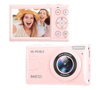 KANORLEEY Cámara digital 4K rosa sin tarjetas SD, cámara de apuntar y disparar con flash, fácil de usar, perfecta para principiantes, ideal para viajes, regalo de cumpleaños y uso diario