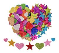 KANOSON Goma EVA Pegatinas - 150 Estrellas y Corazones Autoadhesivos, Espuma Brillo para Infantiles Scrapbooking y Decoración de Pared