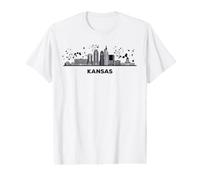 Kansans Skyline Colorido Paisaje Urbano Kansas Camiseta gráfica económica