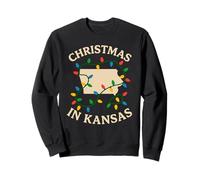 Kansas Christmas Lights Shirt State Outline Decoración navideña Sudadera