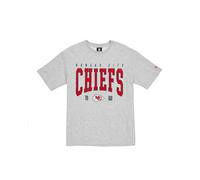 KANSAS CITY CHIEFS New Era Cap NFL - Camiseta de Gran tamaño con Apliques de satén y Logotipo Gris Jaspeado, Unisex