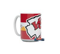 Kansas City Chiefs Taza de cerámica resistente NFL + azúcar de uva Fanergy (logotipo triple, 450 ml)