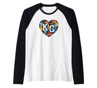 Kansas City KC Plaza Lights Festive Christmas Heart Camiseta Manga Raglan