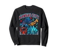 Kansas City Retro Bootleg Skyline BBQ Jazz Fuente Arte Sudadera
