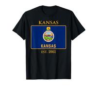 Kansas Flag 34th US State 1861 Kansas Native Camiseta