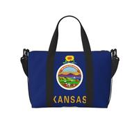 Kansas State Flag - Bolsa de viaje para mujer, bolsa de mano grande para fin de semana, bolsa de entrenamiento para gimnasio, bolsa de hospital para mamá, Black, Talla única