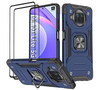 KANSi Funda Compatible con Xiaomi Mi 10T Lite 5G, Cristal Vidrio Templado [2 Piezas] Capa Anillo iman Soporte Hard PC y Silicona TPU Antigolpes Armor Carcasa para Mi 10T Lite 5G - Azul