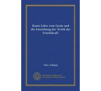 Kants Lehre vom Genie und die Entstchung der 'Kritik der Urteilskraft'