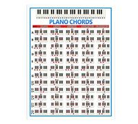 KANUBI Pegatinas para piano, diagrama de acordes de piano, tabla de ejercicios de acordes de estación, papel revestido, diagrama de dedos de piano para principiantes.