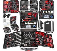 Kanwod KTOTC-1054 - Maletín de herramientas lleno de 1000 piezas | Juego de herramientas para bricolaje y maestros artesanales | carro de herramientas para taller y hogar | incluye llave inglesa,
