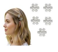 KANXINR 5 pinzas de pelo de copo de nieve, horquilla de perlas de diamantes de imitación brillantes, accesorios de pines brillantes de Navidad, pinzas de pelo de cocodrilo de metal