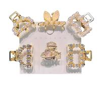 KANXINR Juego de 6 pinzas pequeñas de metal con perlas para mujeres y niñas, mini pinzas de garra de diamantes de imitación de moda, diseñadas para cabello fino y grueso
