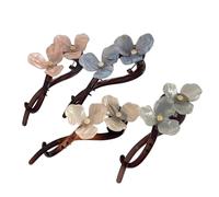 KANXINR Paquete de 4 pinzas para el pelo de flores, clip giratorio, pin francés, clips de rizo, tocado, horquilla de pelo medio atada, pinza de plátano, adecuado para mujeres, horquilla antideslizante