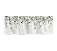 Kanylavy Cenefa de cortina verde salvia para ventanas, acuarela, hojas de eucalipto, cenefa con bolsillo para barra, tratamiento de ventanas, hojas de plantas, duradero, fácil de usar, 137 x 45 cm